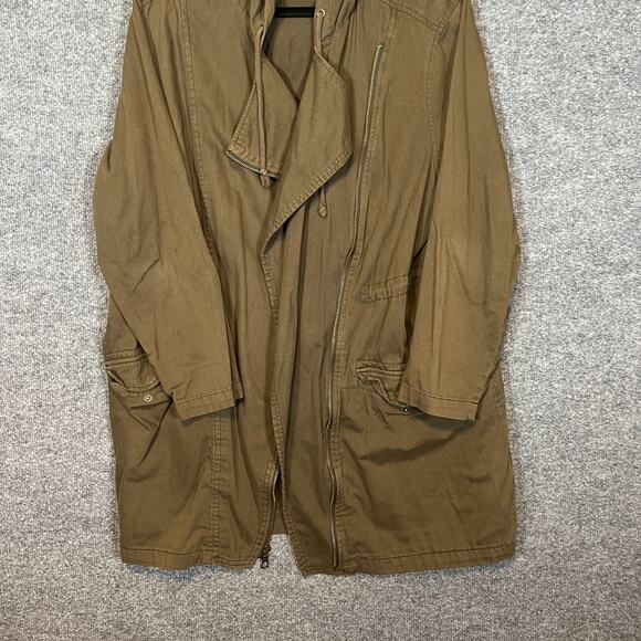 Old Navy Jacket Womens 1X Green Army Jacket Full Zip Snaps Plus Size Soft Hooded - Picture 2 of 10